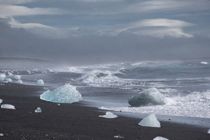 2798728 :: Iceland S Blue Ice On Black Sand